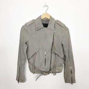 All Saints Gray Leather Jacket